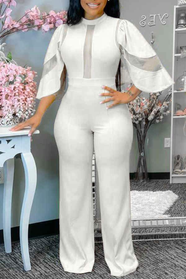 Fashion Sexy Perspective Wide Jumpsuit