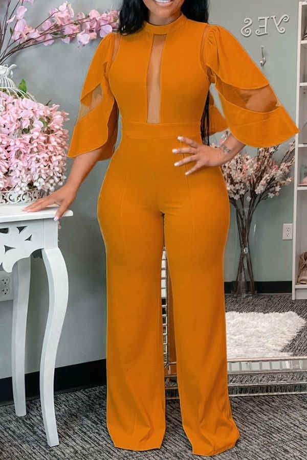 Fashion Sexy Perspective Wide Jumpsuit