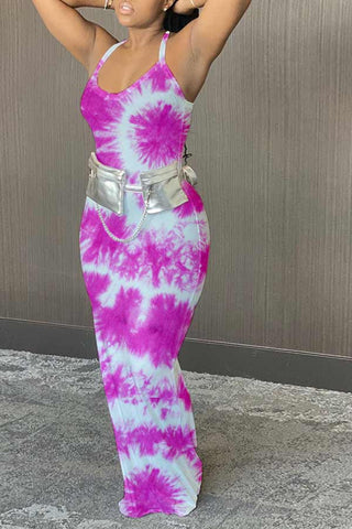 Fashion Sexy Print Sling Maxi Dress