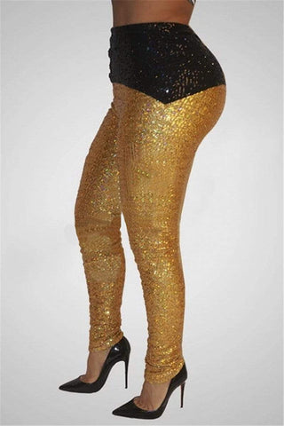 Fashion Sexy Sequin Gold Trousers