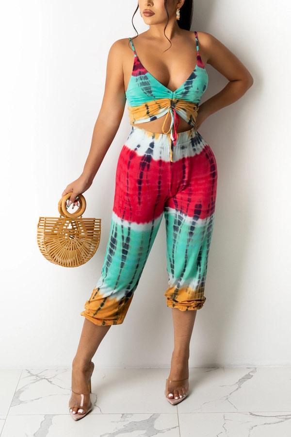 Fashion Sexy Sling Printed Jumpsuit