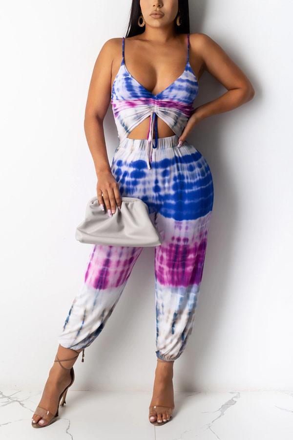 Fashion Sexy Sling Printed Jumpsuit