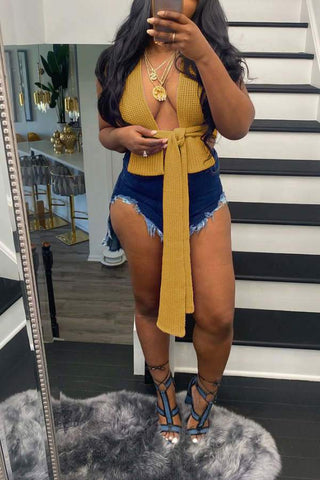 Fashion Sexy Solid Color Sweater Vest