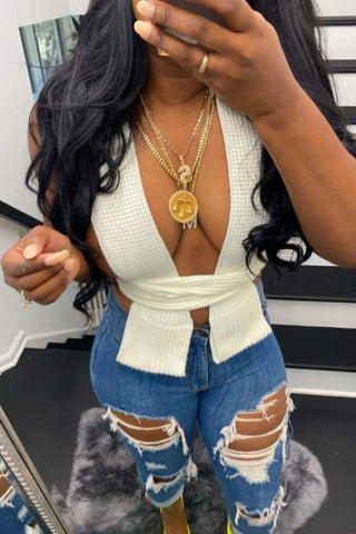 Fashion Sexy Solid Color Sweater Vest
