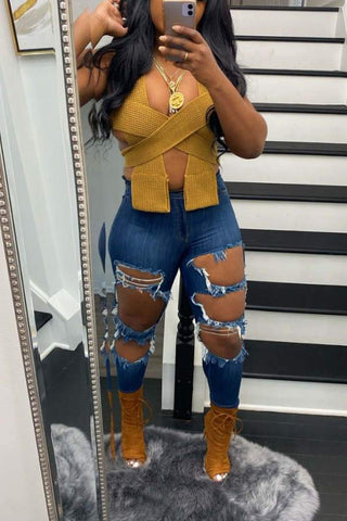 Fashion Sexy Solid Color Sweater Vest