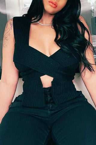 Fashion Sexy Solid Color Sweater Vest