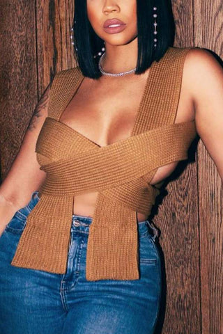 Fashion Sexy Solid Color Sweater Vest