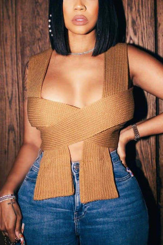 Fashion Sexy Solid Color Sweater Vest
