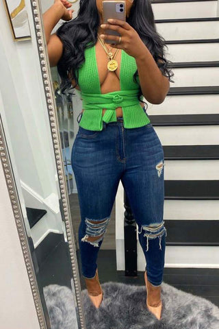 Fashion Sexy Solid Color Sweater Vest