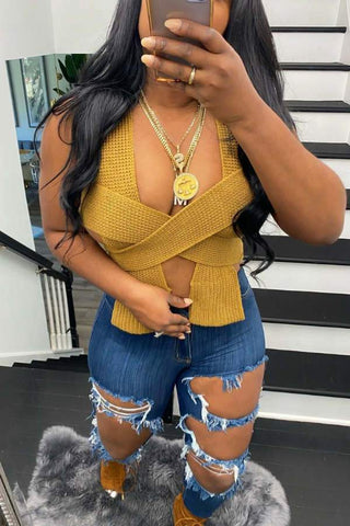 Fashion Sexy Solid Color Sweater Vest