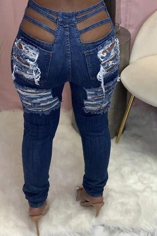 Fashion Sexy Stretch Holes Jeans