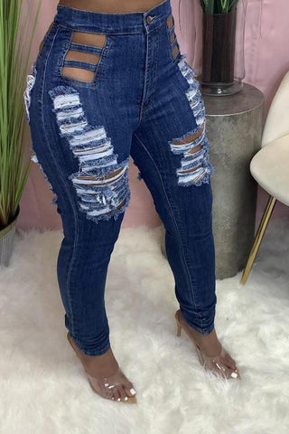 Fashion Sexy Stretch Holes Jeans