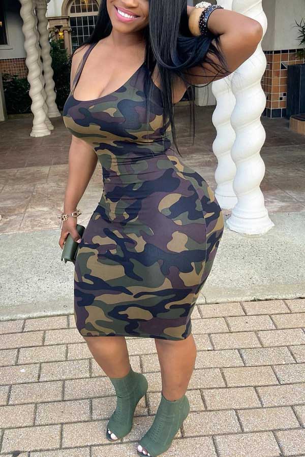 Fashion Sexys Plus Size Camouflage Dress