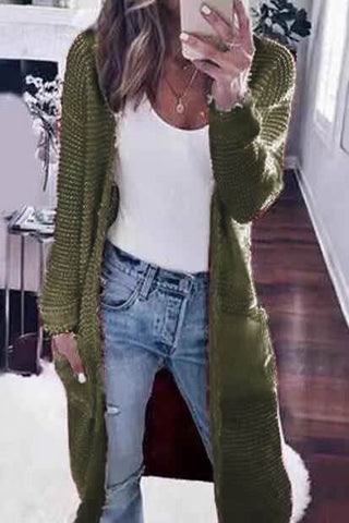 Fashion Solid Color Casual Knit Cardigan Sweater