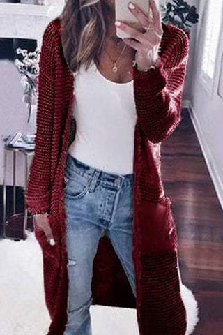 Fashion Solid Color Casual Knit Cardigan Sweater