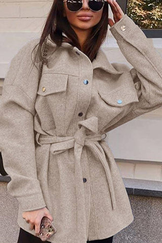 Fashion Solid Color Long Sleeve Lapel Outerwear