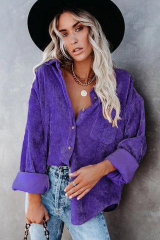 Fashion Solid Color Oversize Shirt Coat