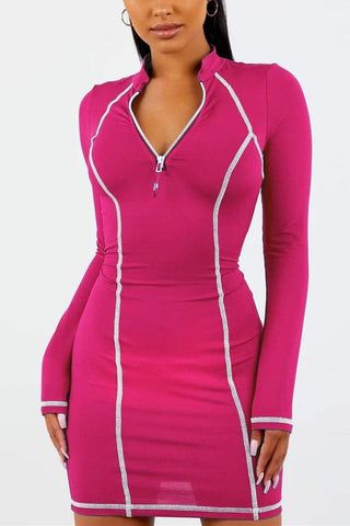 Fashion Solid Color Patchwork Dress