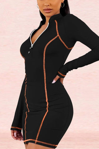 Fashion Solid Color Patchwork Dress