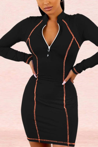 Fashion Solid Color Patchwork Dress