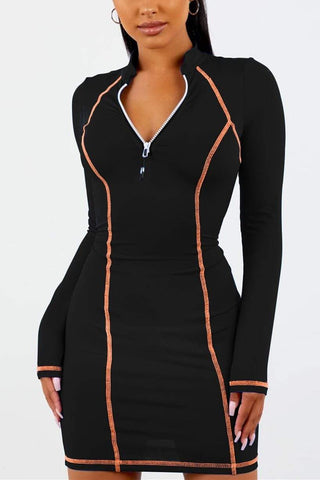 Fashion Solid Color Patchwork Dress