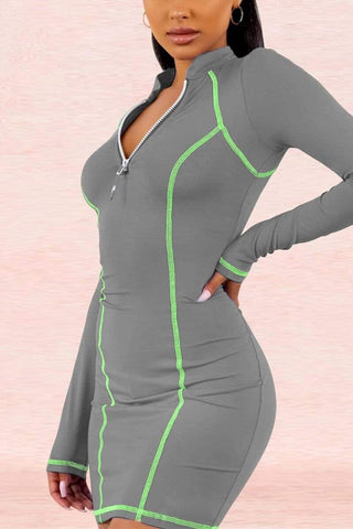 Fashion Solid Color Patchwork Dress