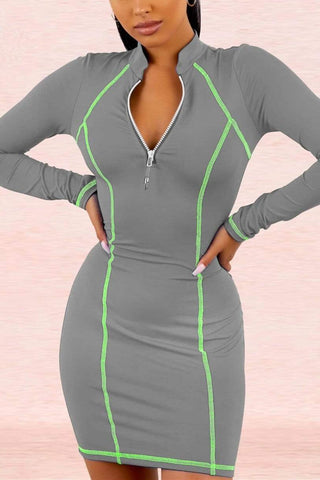 Fashion Solid Color Patchwork Dress