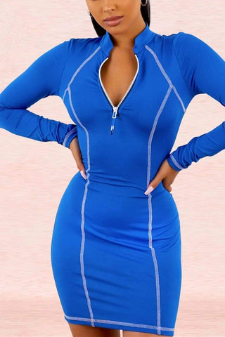 Fashion Solid Color Patchwork Dress