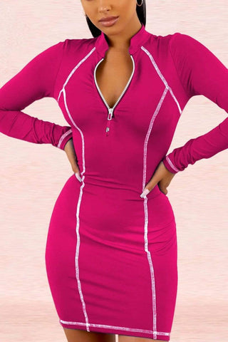 Fashion Solid Color Patchwork Dress