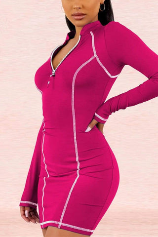Fashion Solid Color Patchwork Dress