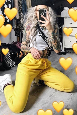 Fashion Solid Color Rrushed Sweatpants (Thick)
