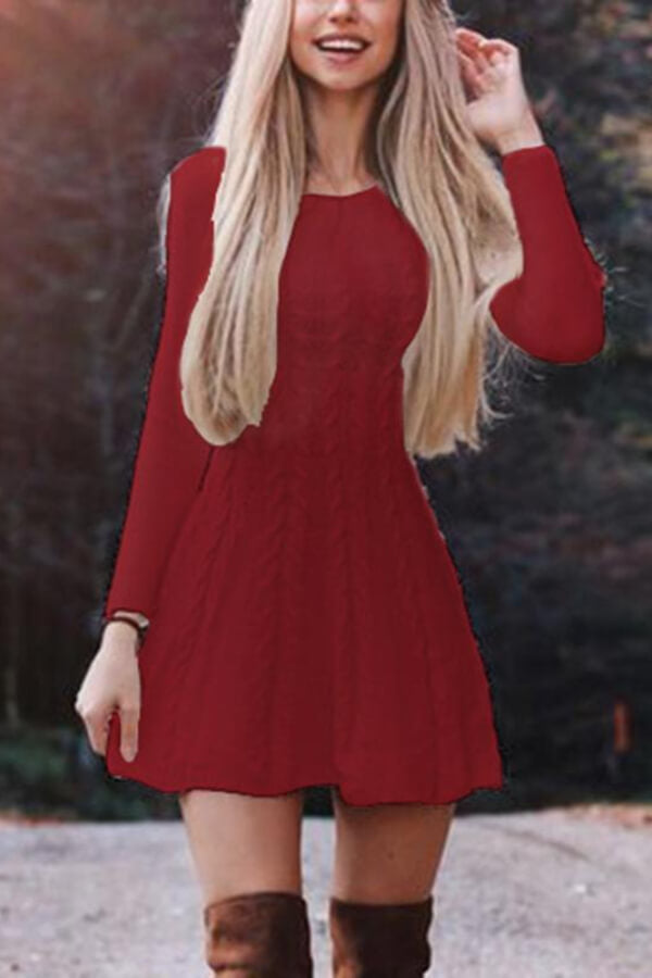 fashion-solid-color-sweater-dress