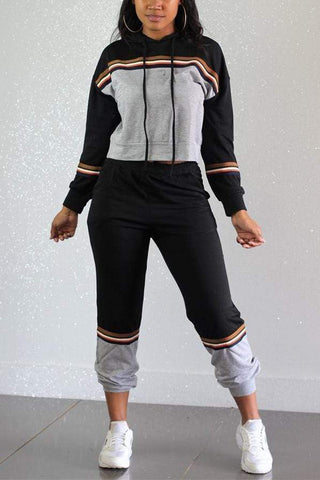 Fashion Sports Hooded Two Piece Suit