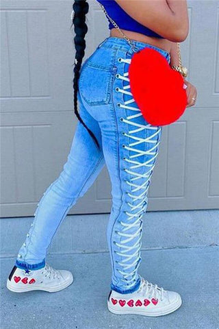 Fashion Street Bandage Denim Jeans