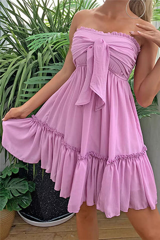 Fashion Sweet Bow Tie Off The Shoulder Dress