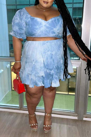 Fashion Sweet Plus Size Pleated Skirt Set