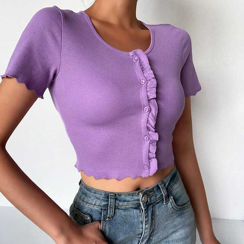 Fashion Sweet Solid Color Short Top