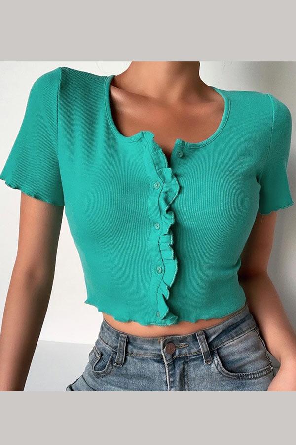 Fashion Sweet Solid Color Short Top