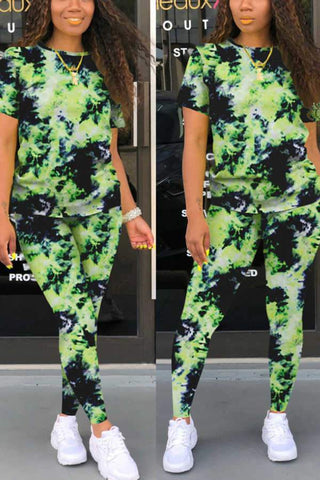 Fashion Tie Dye Print Pants Set