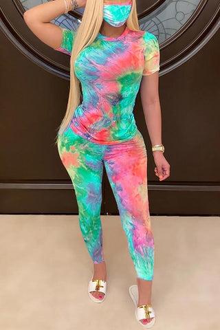 Fashion Tie Dye Trouser Set (Including Face Mask)