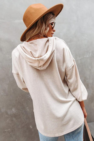 Fashion V Neck Solid Color Hoodie