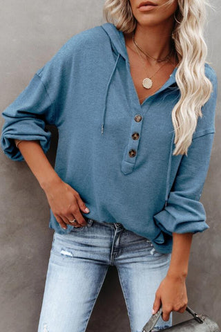 Fashion V Neck Solid Color Hoodie