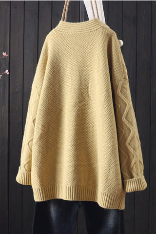 Fashion Versatile Horn Button Sweater Cardigan