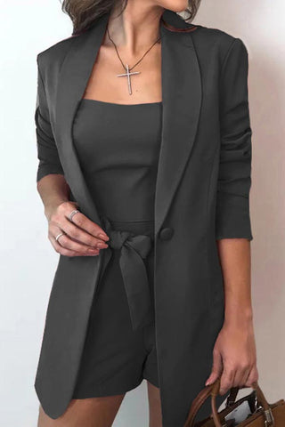 Fashion Vest Blazer High Waist Shorts Set