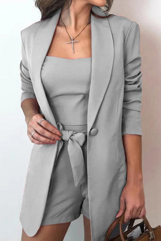 Fashion Vest Blazer High Waist Shorts Set