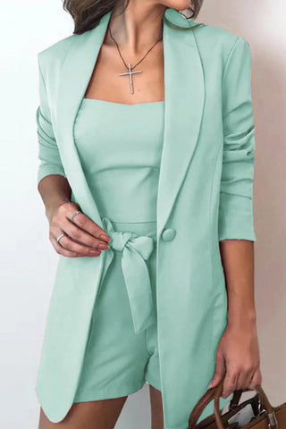 Fashion Vest Blazer High Waist Shorts Set