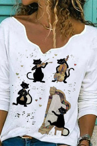 Fashion Wave Collar Regular Print Top
