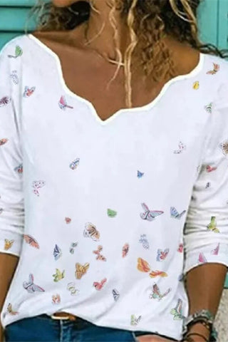 Fashion Wave Collar Regular Print Top