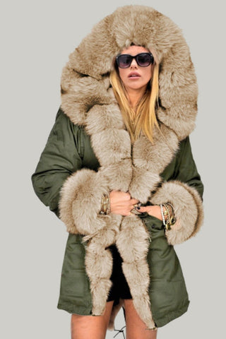 Fashion Winter Warm Fur Collar Hooded Coat