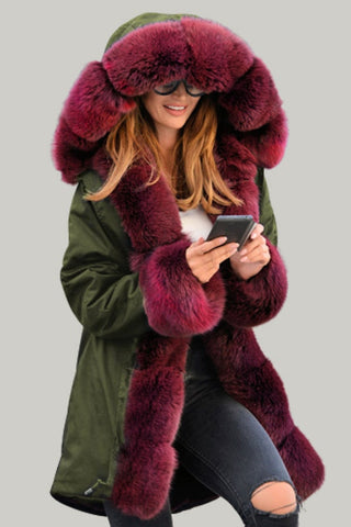 Fashion Winter Warm Fur Collar Hooded Coat